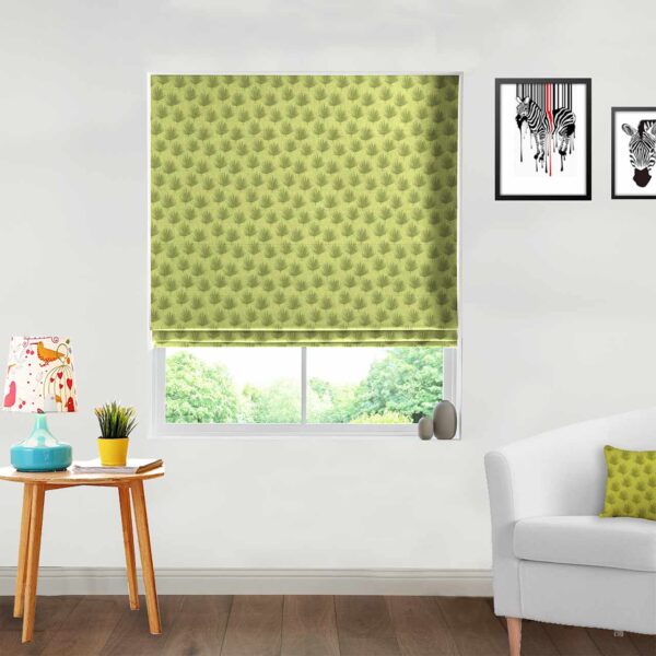 Aurora Palm Olive Green Roman Blind