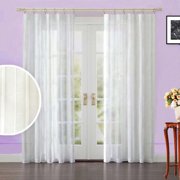 Mondeo Stripes White Sheer Curtain