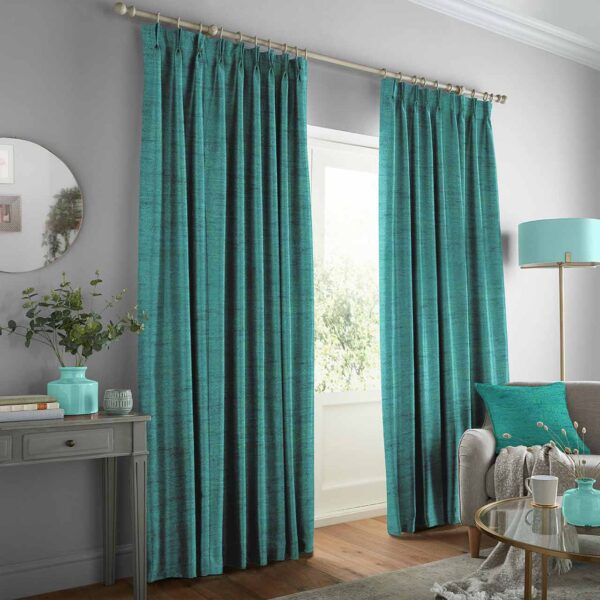 Turquoish Plain Curtain left